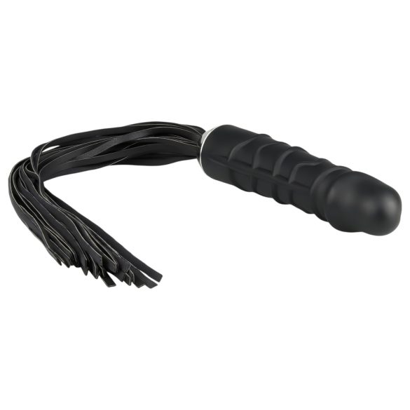 Easytoys Flogger - piits ja silikoon dildo ühes (must)
