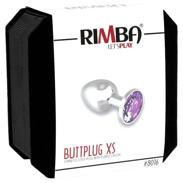 Rimba XS - metallist anal plug - lilla kiviga - hõbedane
