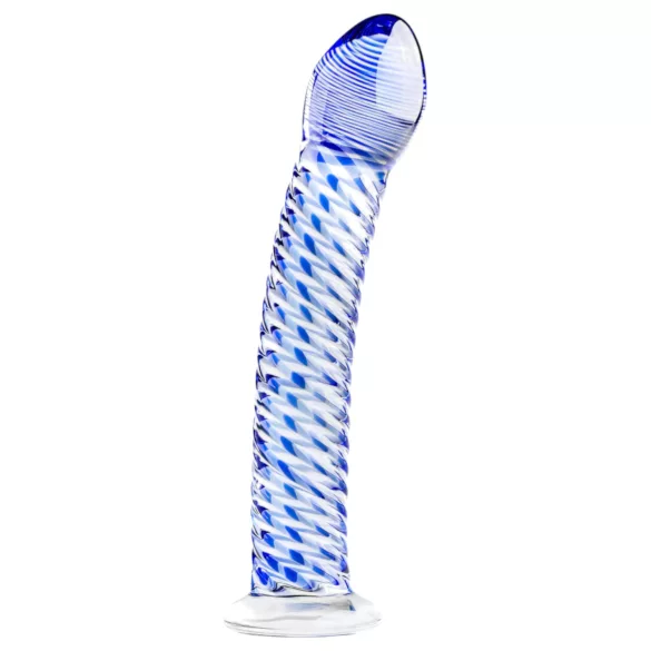 Gildo Glass No. 5 - spiraalne klaasist dildo - läbipaistev-sinine