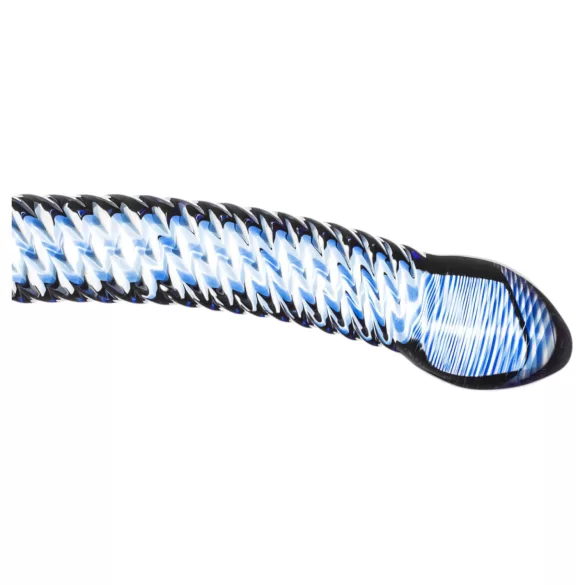 Gildo Glass No. 5 - spiraalne klaasist dildo - läbipaistev-sinine