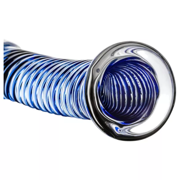 Gildo Glass No. 5 - spiraalne klaasist dildo - läbipaistev-sinine