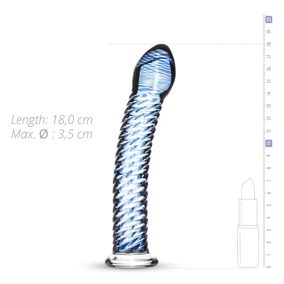 Gildo Glass No. 5 - spiraalne klaasist dildo - läbipaistev-sinine