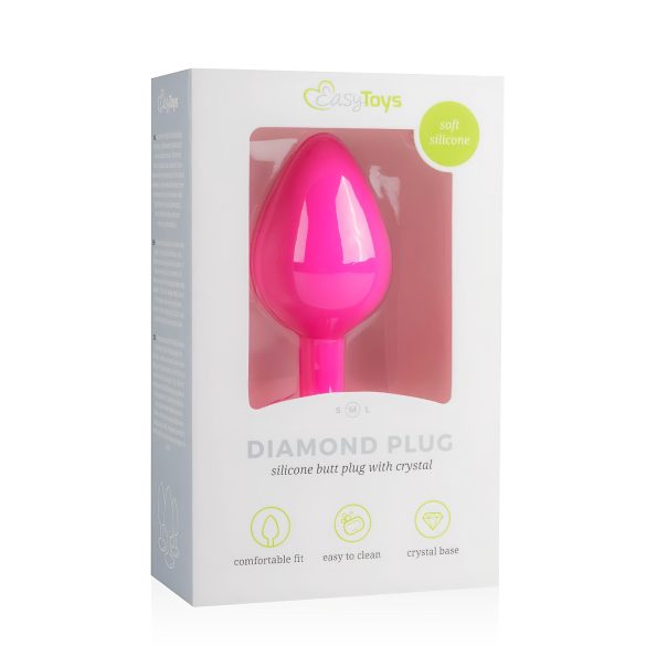 Easytoys Diamond - anaalitapp kristalliga - keskmine - roosa
