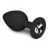 Easytoys Diamond - valge kiviga anaalplug (keskmine) - must