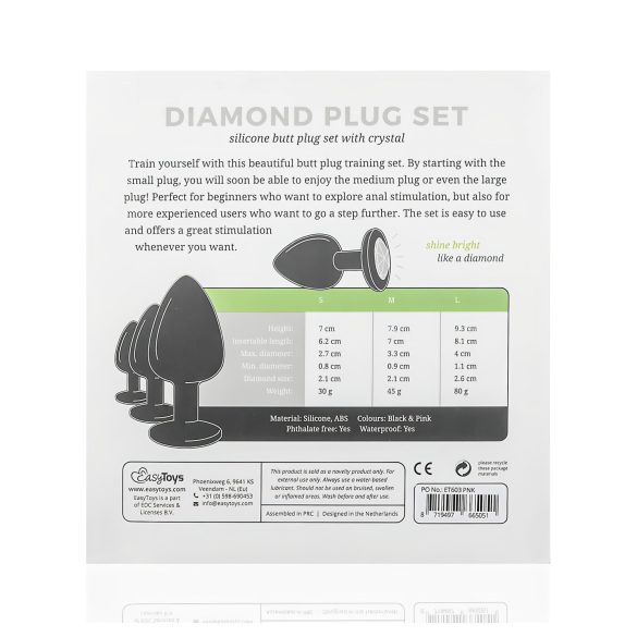 Easytoys Diamond - anaaliplugide komplekt - must