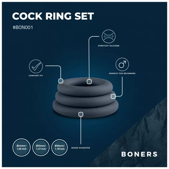 Boners - peeniseringide komplekt - 3 tk - hall
