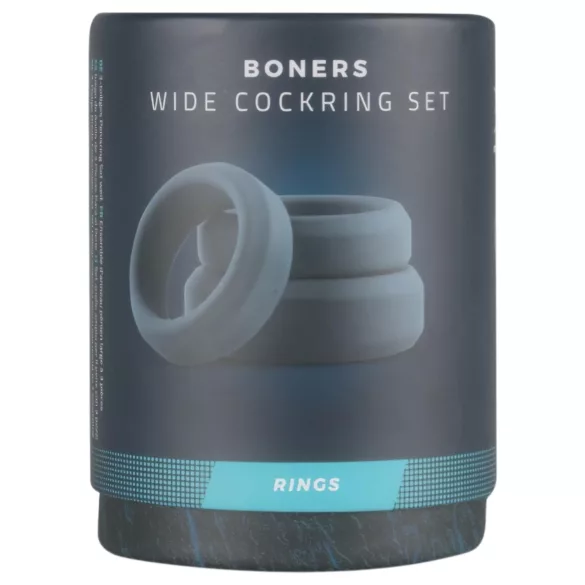 Boners - silikoonist peeniserõngaste komplekt - 3 tk - hall
