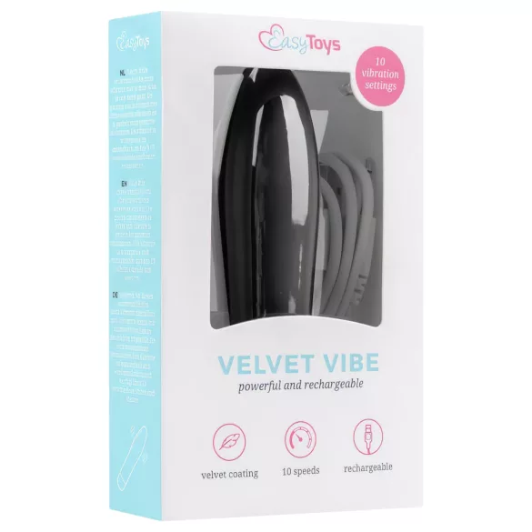 Easytoys Velvet Vibe - vibraator pulk - akuga - must