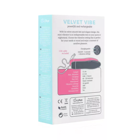 Easytoys Velvet Vibe - vibraator pulk - akuga - must
