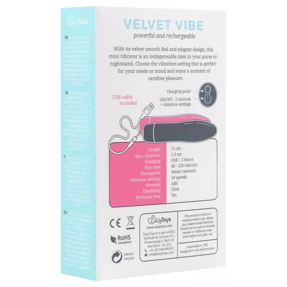 Easytoys Velvet Vibe - vibraator pulk - akuga - must