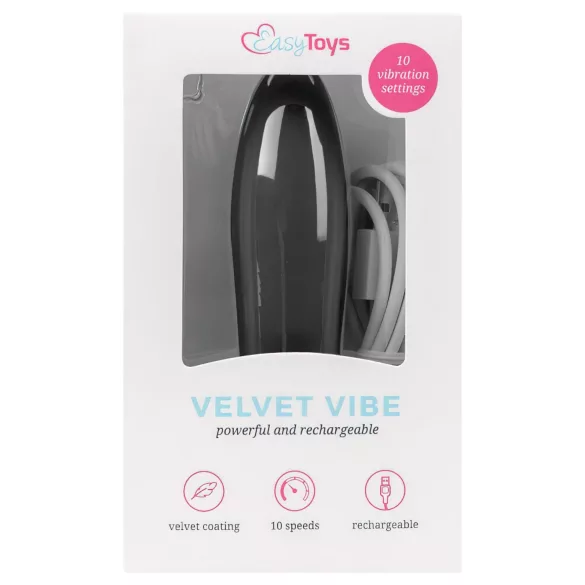 Easytoys Velvet Vibe - vibraator pulk - akuga - must