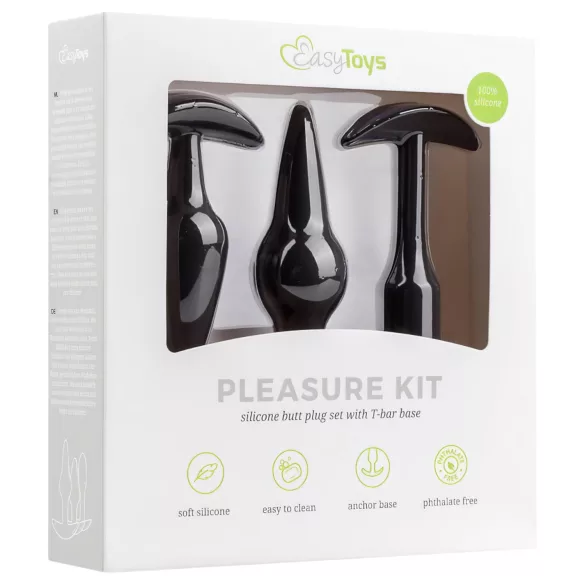 EasyToys Pleasure kit - mitmekesine anaaltappide komplekt (must)