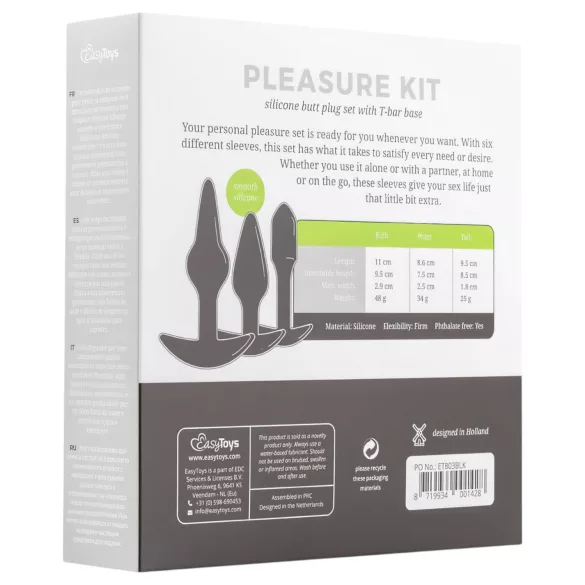 EasyToys Pleasure kit - mitmekesine anaaltappide komplekt (must)