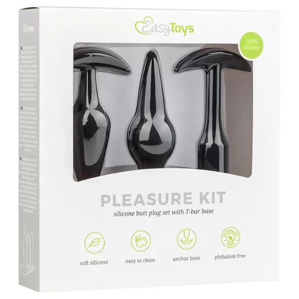 EasyToys Pleasure kit - mitmekesine anaaltappide komplekt (must)
