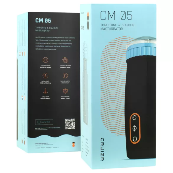 CRUIZR CM05 - akuga tõukav-imetav masturbaator - must-sinine