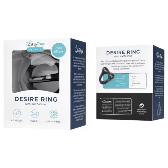 Easytoys Desire Ring - peenise- ja munandite rõngas - must - elastne