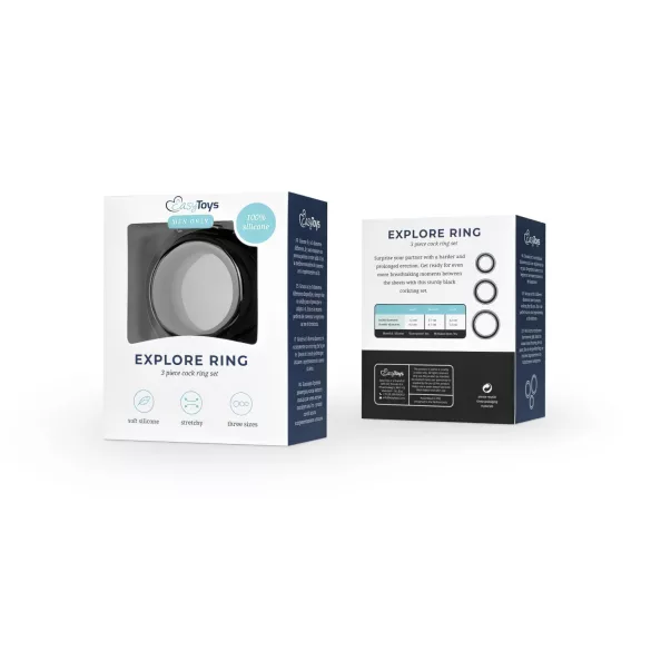 Easytoys Explore Ring - peeniserõngaste komplekt - 3 tk - must
