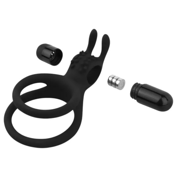 Easytoys - vibraatoriga peenise- ja munandite rõngas - must