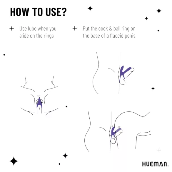 Hueman Infinity Ignite - vibreeriv peenis- ja munandiring - lilla