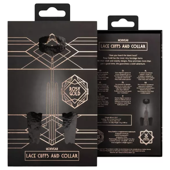 Rosy Gold - kaelarihm ja käerauad - must