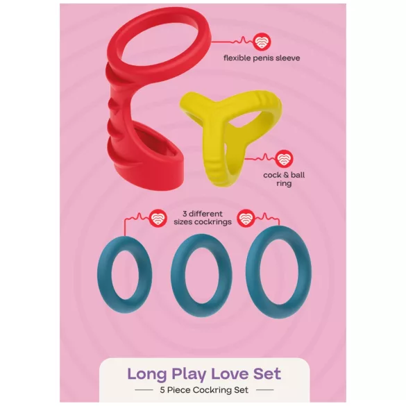 Dreamtoys Love Signal - peeniserõngaste komplekt (mitmevärviline)