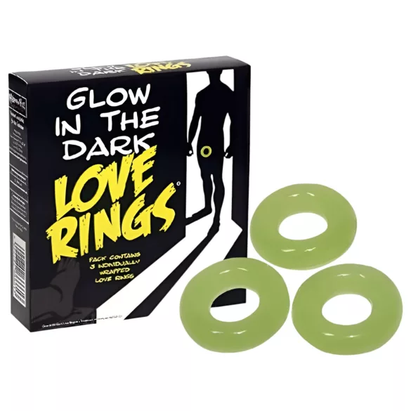 Love Rings - pimedas helendavate peeniserõngaste komplekt (3 tk)