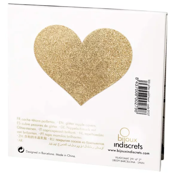 Bijoux Indiscrets Flash - sädelevad südamekujulisid nibukleepsud (kuldne)