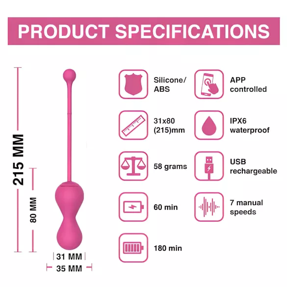 Magic Motion Kegel Master - nutikad tupekuulid duo (roosa)