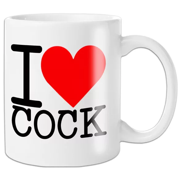 I Love Cock - kruus, erootiline kingitus (valge)