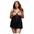 BACI Plus Size - avatud babydoll, täpiline - must XL-XXL