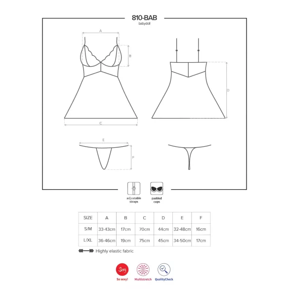 Obsessive - pitsist babydoll ja stringid - valge