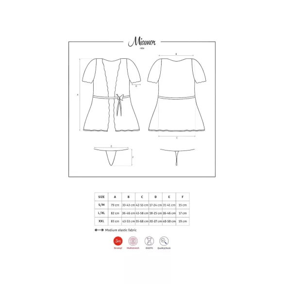 Obsessive Miamor hommikumantel - pitsist varrukatega ja stringid (must)