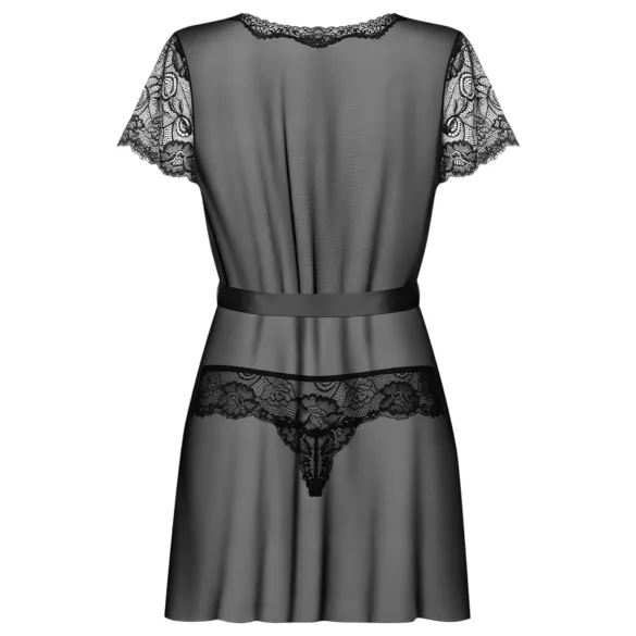 Obsessive Alluria - pitsist hommikumantel ja stringid - must