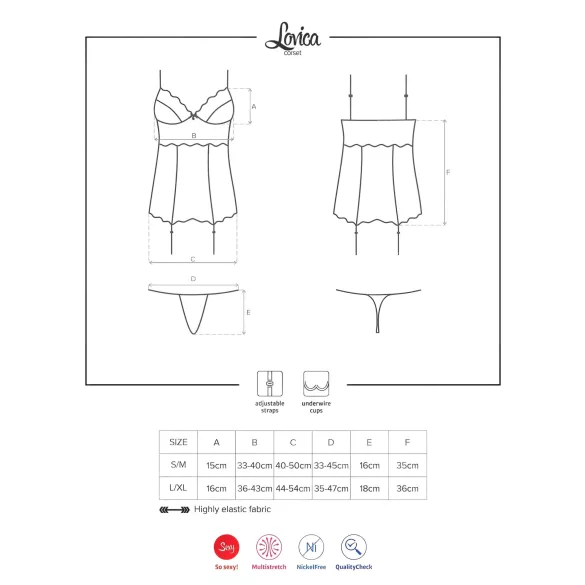 Obsessive Lovica - pitsiline sukahoidjaga topp ja stringid (punane)