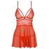 Obsessive 838-BAB-3 - vürtsikas pitsiline babydoll ja stringid (punane) - L/XL