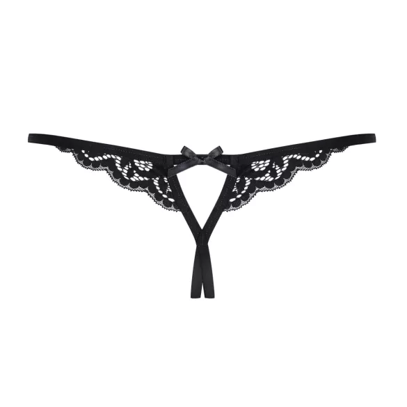 Obsessive - avatud pitsist stringid väikese lipsuga - must