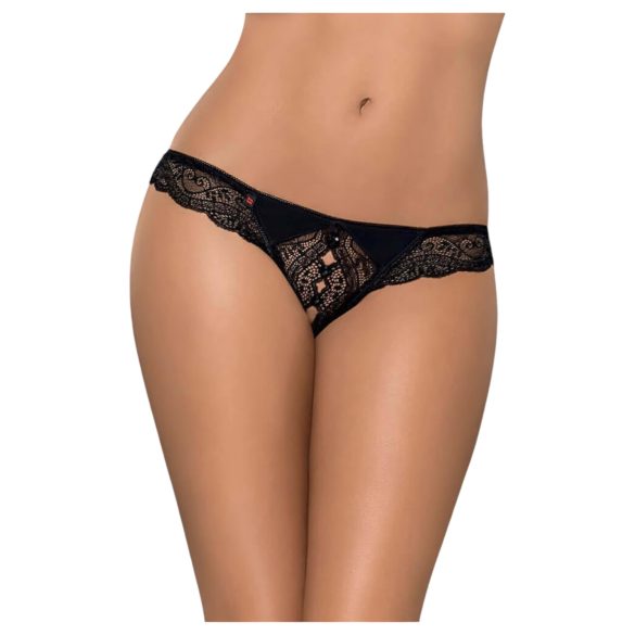 Obsessive Miamor - kividega avatud naiste pitsist stringid (must) - XXL