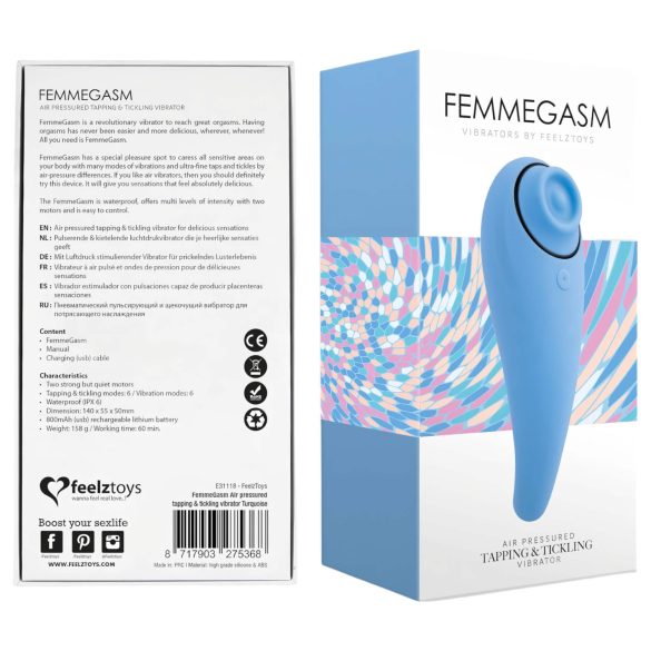 FEELZTOYS Femmegasm - laetav 2-ühes kliitorivibraator (sinine)