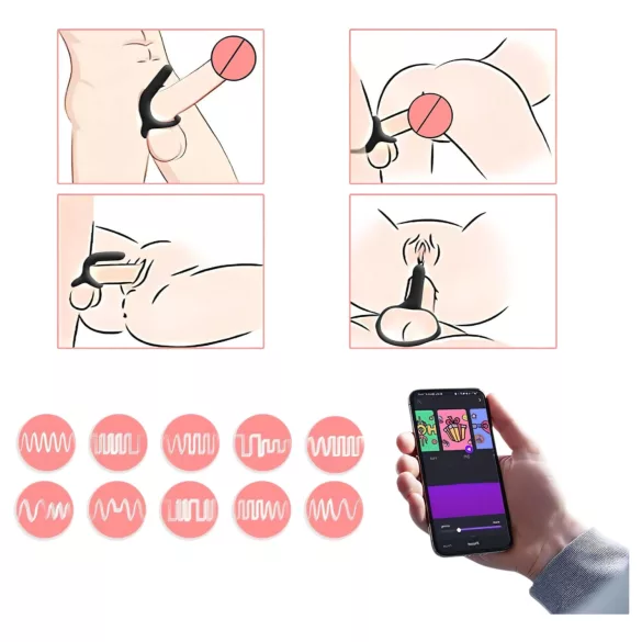 Magic Motion Rise - nutikas vibraatoriga peeniserõngas - laetav - must